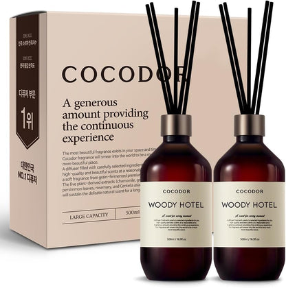 COCODOR Premium Reed Diffuser/Black Cherry /16.9oz /2 Pack/Large Capacity Fragrance Scent Oil Stick Diffuser Set for Bedroom Bathroom Home Décor