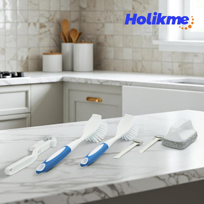 Holikme 6 Pack Dish Brush with Handle Kitchen Cleaning Brush Set for Pot, Pan, Kitchen Sink (Green)