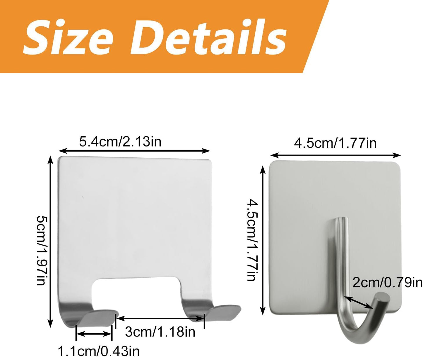 MOROBOR 4 Pcs Shower Squeegee Adhesive Hook, All-Purpose Scraper Holders Towel Hooks Stainless Steel Waterproof Storage Hook Bath Accessories for Kitchen & Bathroom（Silver）