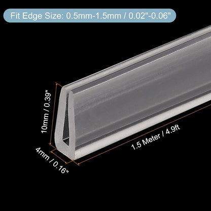 uxcell U Channel Edge Trim, 4.9ft Length Soft Rubber Guard Seal Strip Edge Protector Fit for 1-2mm Edge, (9/32" W x 5/32" H) Clear