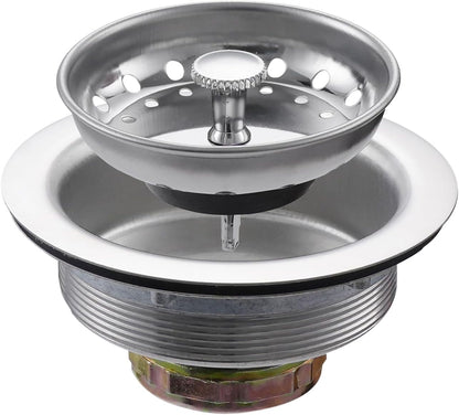 ZM Kitchen Sink Stainless Steel Basket Strainer with Drain Assembly, 3-1/2 Inch Sink Drain Stopper Plug