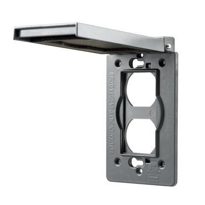 UltraPro Metal Outdoor Electrical Outlet Cover, Heavy Duty Single Gang 𝗢utdoor Outlet Cover Weatherproof Enclosure, Rated for Wet Locations, 𝙾utdoor Electrical Waterproof Plug Covers, Gray, 82809-T1
