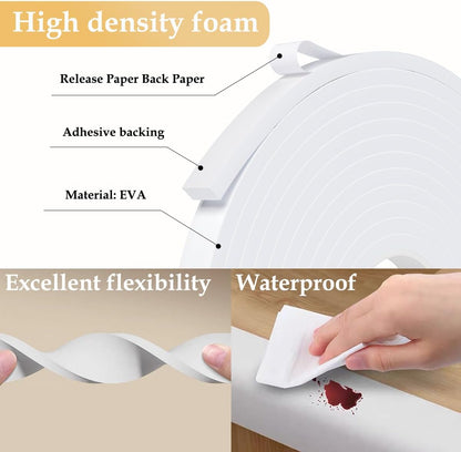 Weather Stripping Door Seal White,1/2Inch Wide X 1/4 Inch Thick,Air Conditioner Window Seal,Self Adhesive Foam Tape High Density Foam Sealing Strip,Soundproof Foam Tape Roll,Total 16.4 Feet Long