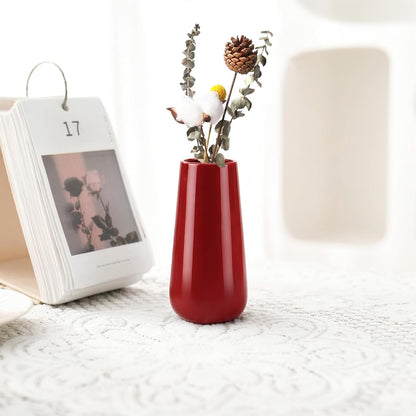 White Ceramic Vase, GUKJOB Small Cute Flower Vase for Pampas Grass, Home, Living Room, Dining Table, Farmhouse, Office Decor, Bedroom, Table, and Kitchen Shelf (White- 2PCS)