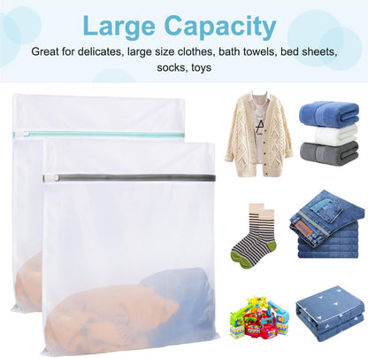Tenn Well Extra Large Mesh Laundry Bags, 2 Pack 43 x 35 inch Jumbo Delicates Bag for Washing Machine, Large Mesh Bags for Delicates, Coats, Blankets, Bedding, Toys, Pet Items