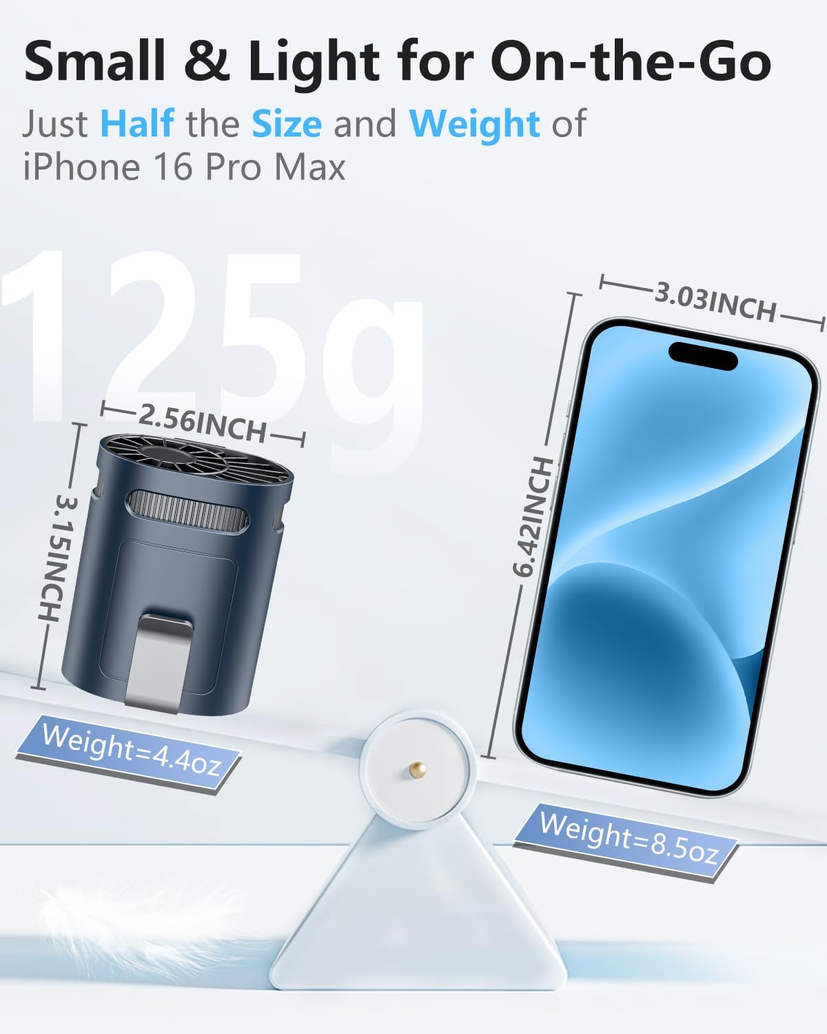 Waist Fan Clip on Cold Air-Mini Lightweight Portable Fan Rechargeable Battery Powered,Small Personal Wearable Shirt Belt Hard Hat Hip Back Body Fans,Cooling Hanging Neck Cooler Ac for Men Women Kids