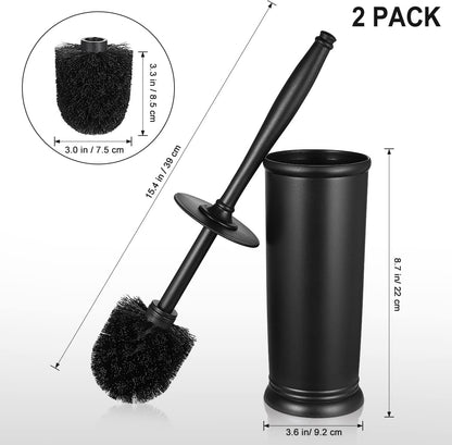 HAMITOR Toilet Bowl Brush Holder Set: 2 Pack Modern Deep Cleaning Bathroom Toilet Scrubber with Caddy for rv - Rim Decorative Accessories Cleaner Brushes for Toilet - Bronze1