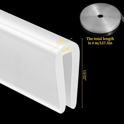 Rubber Edge Trim, 3mm Thickness U Channel Edge Protector Flexible Proof Edges Trims for Sharp Edges Clear 1/16" Slot, Fit for 0-3/32" Guard Protectors for Sheet Metal, Car Doors, Hatches,13Ft