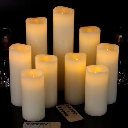 Vinkor Flameless Candles Battery Operated Candles Real Wax Pillar LED Candles with 10-Key Remote and Cycling 24 Hours Timer (Ivory Set of 12 （D: 3" x H: 4"）)