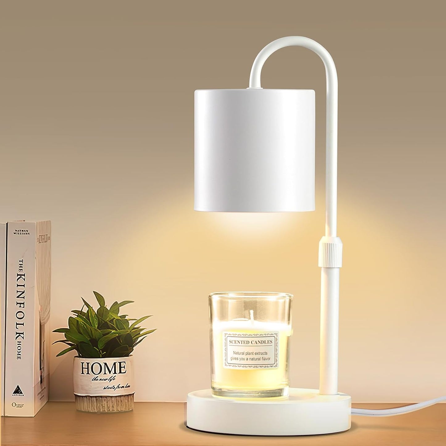 Briever Dimmable Candle Warmer Lamp with Timer, Height Adjustable Electric Candle Wax Warmer, Christmas Birthday Gifts for Women Mom, House Warming Gifts New Home Room Decor, Walnut Solid Wood Base
