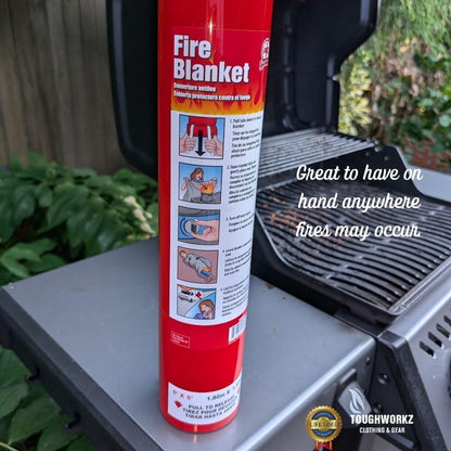 6 x 5-ft Emergency Fire Blanket for Fire Suppression. Attractive Wall Mount. Quick Release. Place in Kitchens, Office, Marine, Garage, Fireplace, BBQ.