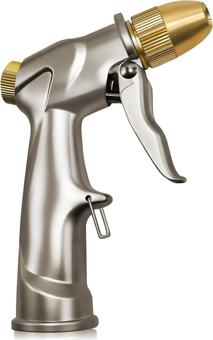 ARXIVE Garden Hose Nozzle Hand Sprayer, Heavy Duty High Pressure 100% Metal with 4 Adjustable Spray Patterns for Watering Lawn, Garden, Car Washing,Pets & Windows