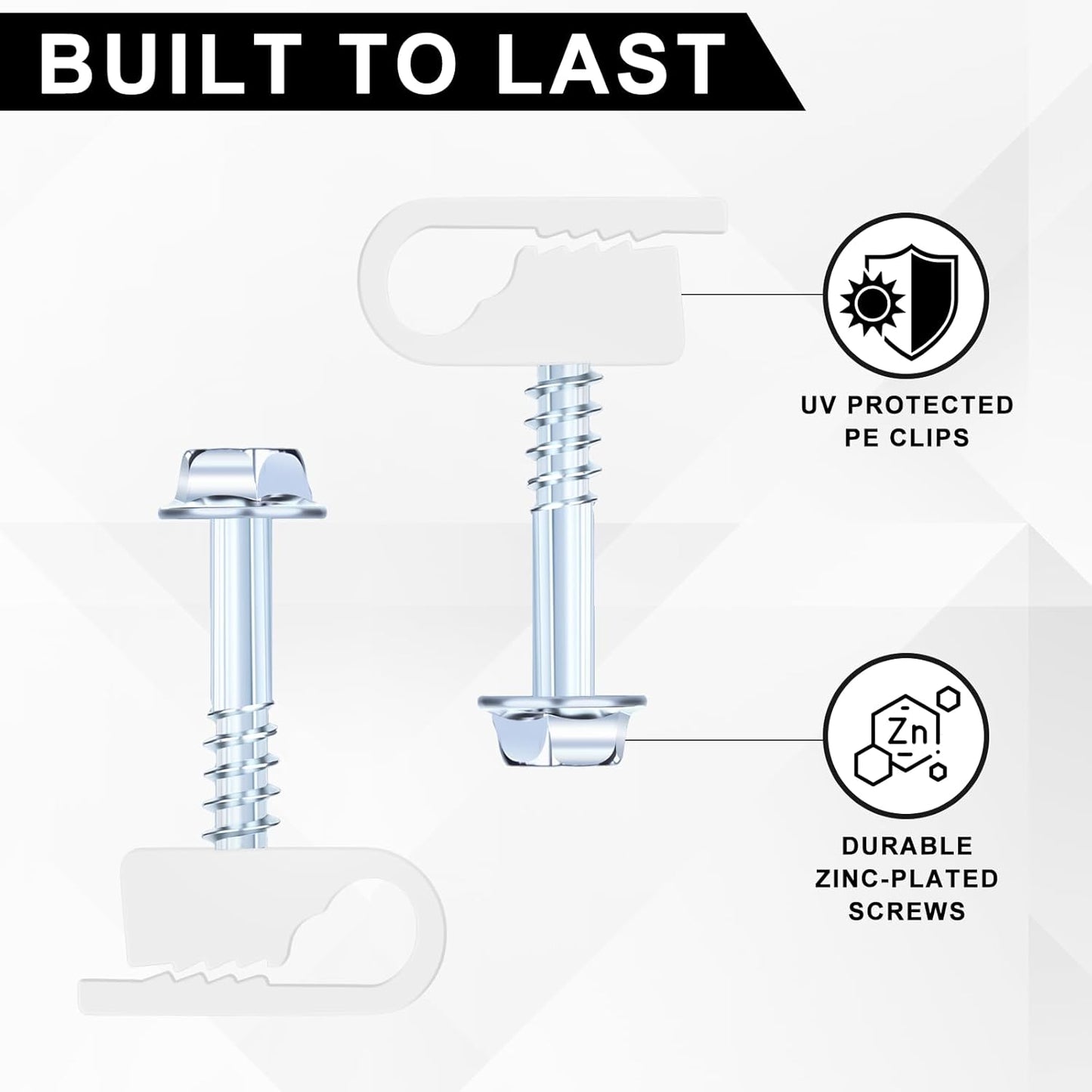 Cable Clips with Screws Fastener 1/4 Inch (6 mm) - All Weather Wire Clips for Coaxial, Ethernet,Electrical Cables,Brick/Stucco Siding Clips, UV-Resistant for Outdoor Wall Mount,30 Pack,White