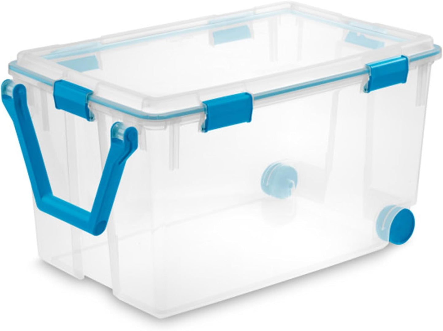 Sterilite 4-Pack Gasket Box, Home Storage Organizer Bins with Lids, 37 Quart – Stackable Clear Plastic Containers for Bedroom, Bathroom, Garage, Basement, or Attic