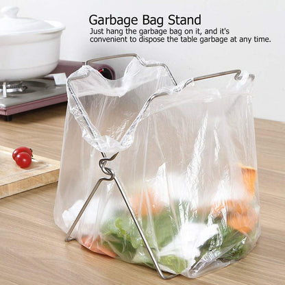 Kitchen Rack Stainless Steel Foldable Garbage Bag Rack Stand Trash Bag Rack Holder Kitchen Utensils