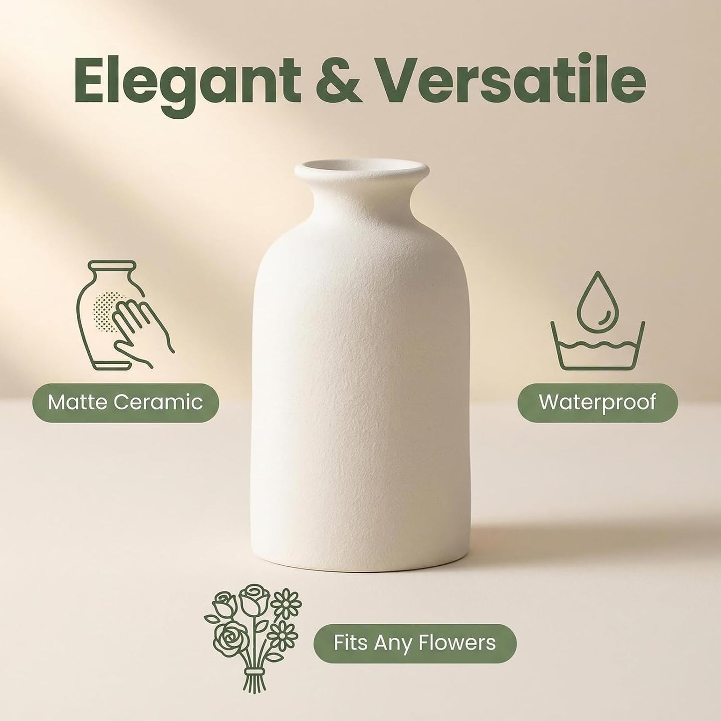 12cm White Ceramic Small Vases Set for Dry Flowers Minimalist Home Decor Modern Farmhouse Centerpiece Living Room Bedroom Office