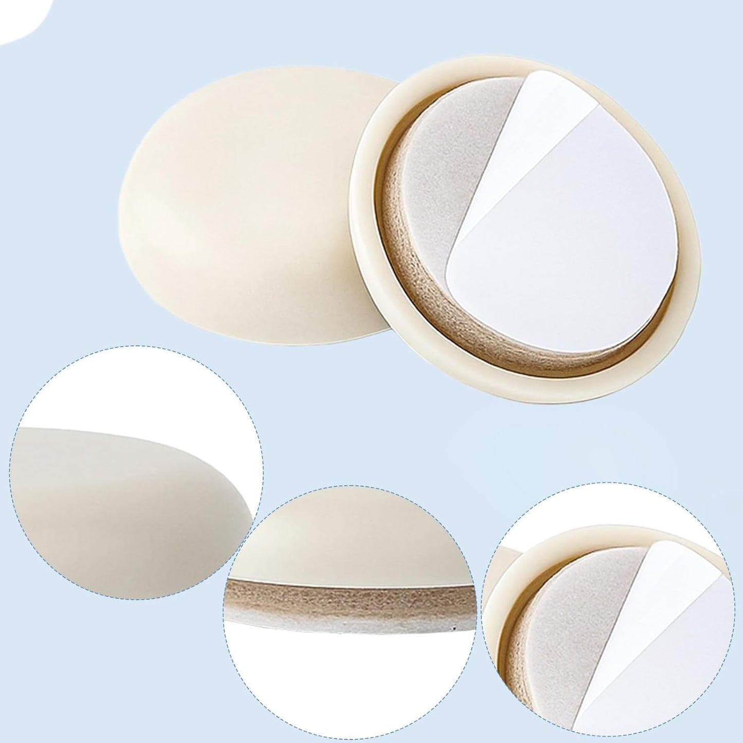 24Pcs Furniture Sliders for Carpet & Hardwood Floors, 1 Inch Self-Stick Chair Sliders Furniture Moving Pads for Carpet, Move Furniture Easily (Beige)