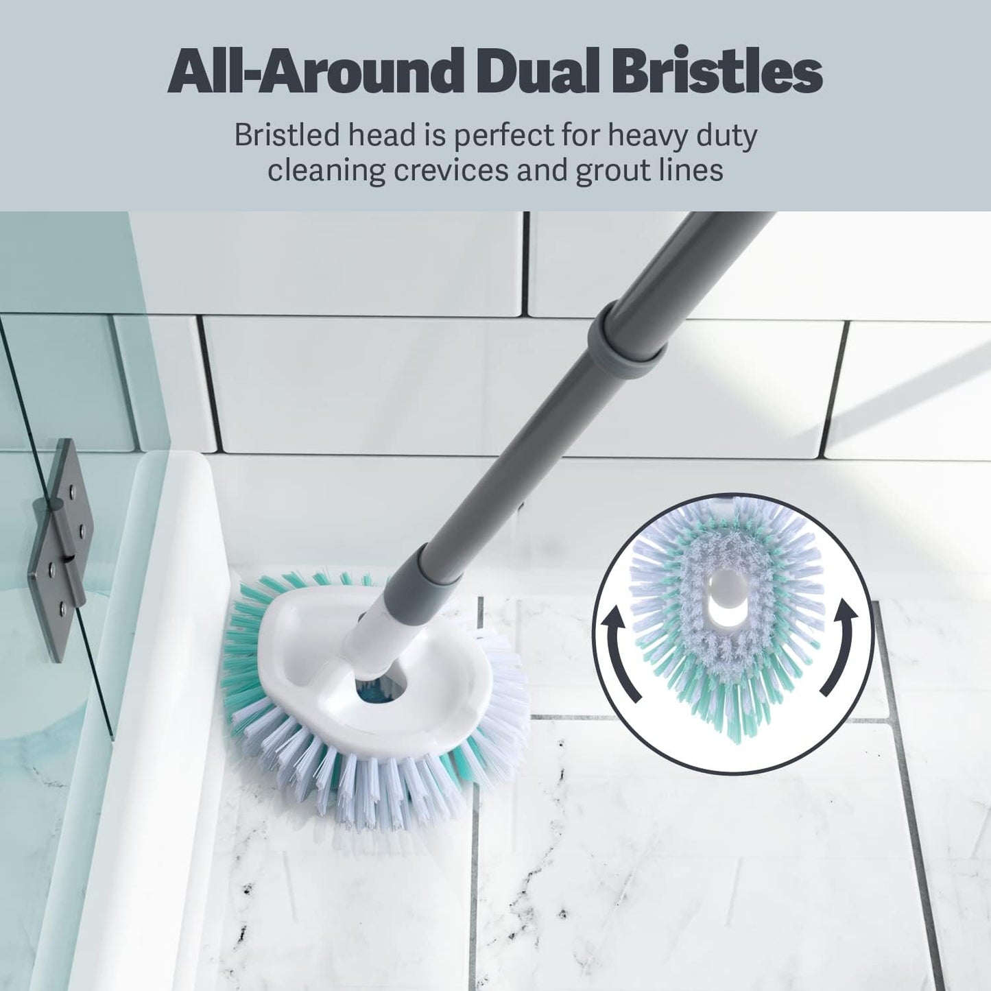 Casabella Tub and Tile Brush with 28 Inch Extendable Handle and Scrubber Pad