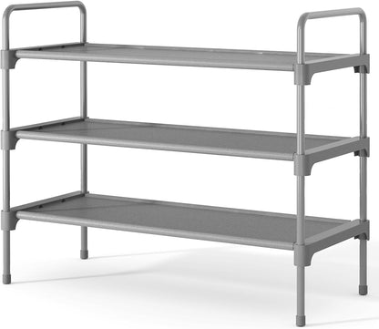 Kitsure Shoe Rack for Closet, Sturdy Shoe Storage for Entryway, Space-Saving Shoe Rack Small and Shoe Shelf, 27.6" Wide, Black