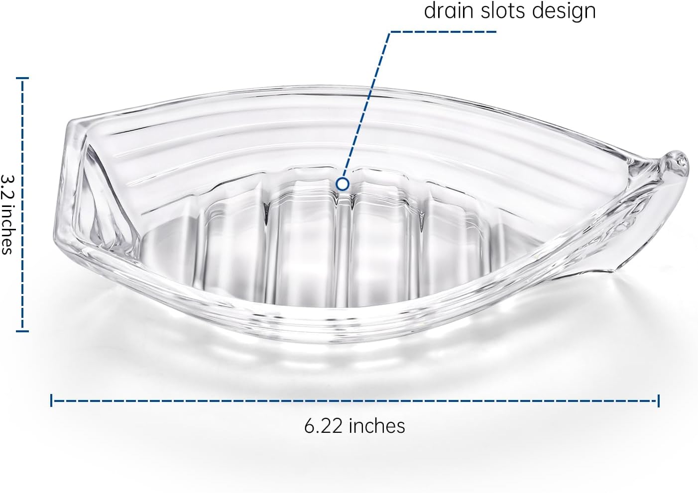 Self Draining Leaf Clear Glass Soap Dish,Bar Soap Holder | Decorative Leaf shape Soap Dish for Shower,Soap Tray,Soap Holder for Bathroom Sink,Vanity&Kitchen,Modern Bathroom Accessory.