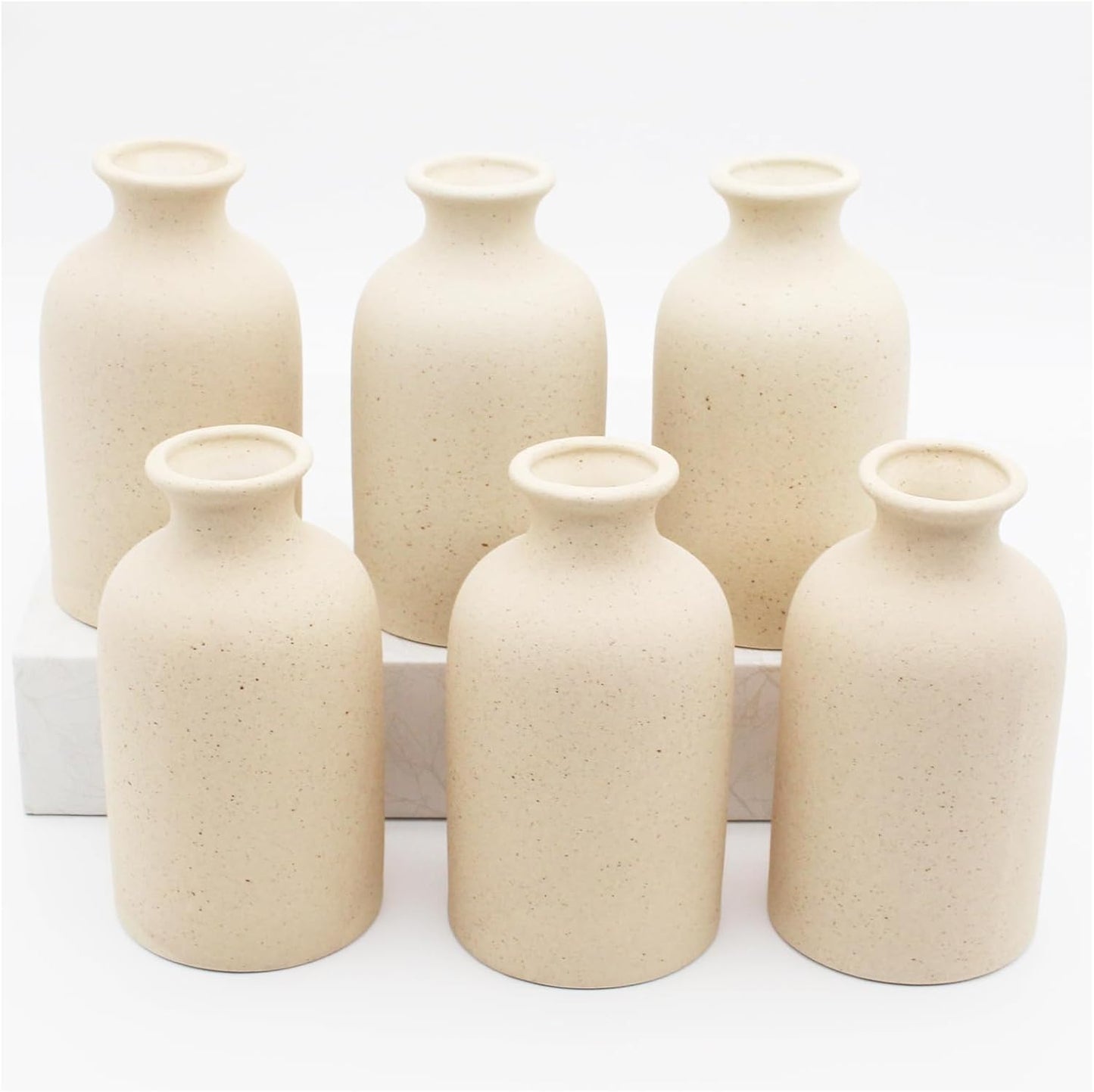 YANLING 6 Pack White Vase Small Ceramic Vases for Decor, Bud Vases | for Centerpieces White Vases for Flowers Boho Home Decor, Pampas Grass Dried Flowers Vases