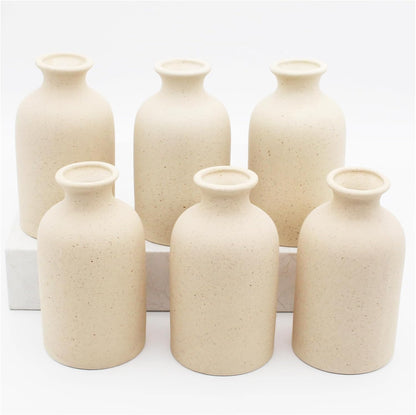 YANLING 6 Pack White Vase Small Ceramic Vases for Decor, Bud Vases | for Centerpieces White Vases for Flowers Boho Home Decor, Pampas Grass Dried Flowers Vases