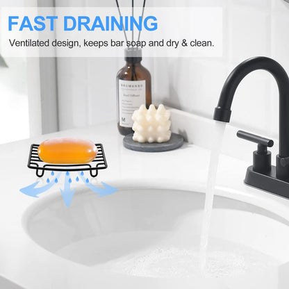 Soap Dish, Stainless Steel Bar Soap Holder for Shower, Self Draining Stand Soap Saver for Bathroom, Kicthen Sink and Countertop, Chrome 1-Pack