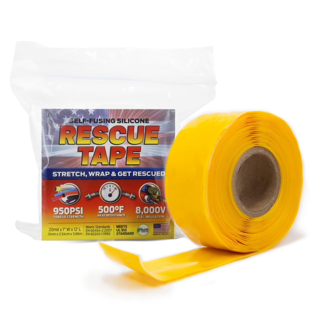Bond It Rescue Tape, Self-Fusing Silicone for Emergency Plumbing, Pipe & Hose Repair, Electrical Insulation, Waterproof, 950 PSI, Made in USA, 1" x 12', Red