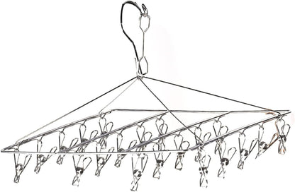 Clothes Drying Racks Clip Hangers, Clothes Drying Hanger Stainless Steel Multi Clip Laundry Drip Hanging Rack for Underwear Socks Hat(Round)