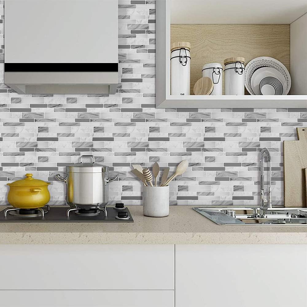 STICKGOO Thicker Design Peel and Stick Tile Backsplash, 12”×12” Stick on Backsplash for Kitchen, Self Adhesive Tile Stickers for Kitchen Backsplash and Bathroom(10 Sheets, Vintage Stone)