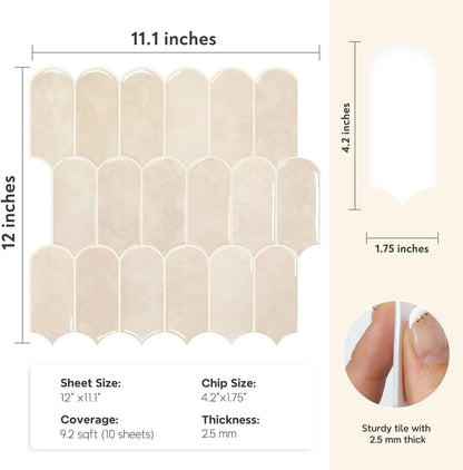 Vamos Tile Upgraded Thicker Design Peel and Stick Backsplash Tile, Self Adhesive Vinyl Wall Tiles, Stick on Backsplash for Kitchen, Bathroom, RV,Pantry,10-Sheet Grayish Blue Marble with White Grout