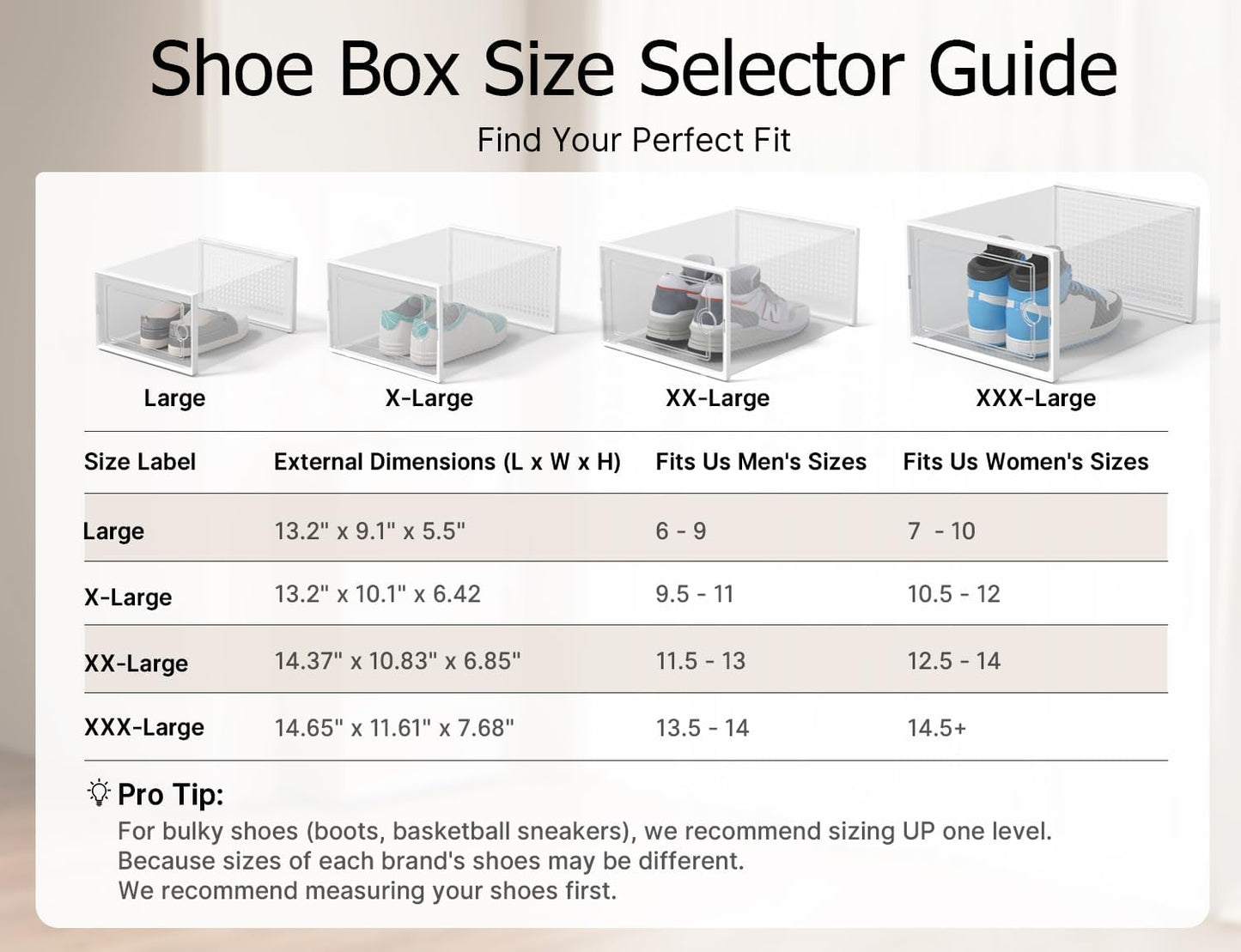 Kuject X-Large Shoe Storage Boxes Organizers for Closet 12 Pack, Fit Size 11,Clear Plastic Stackable Sneaker Containers for Entryway, Space Saving Shoe Rack, Brown