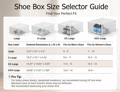 Kuject X-Large Shoe Storage Boxes Organizers for Closet 12 Pack, Fit Size 11,Clear Plastic Stackable Sneaker Containers for Entryway, Space Saving Shoe Rack, Brown