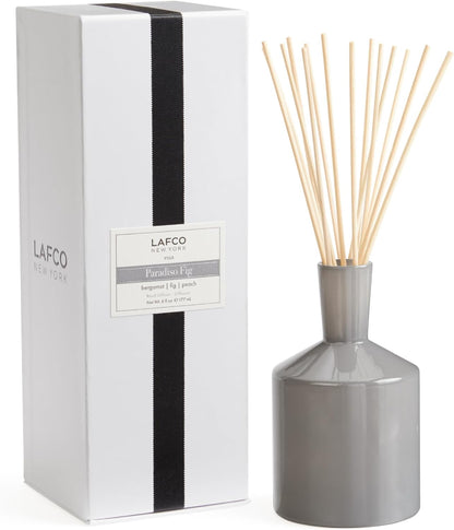 LAFCO New York Classic Reed Diffuser, Sea & Dune - 6 oz - Up to 3 Months Fragrance Life - Reusable Glass Vessel - Natural Wood Reeds - Made in The USA