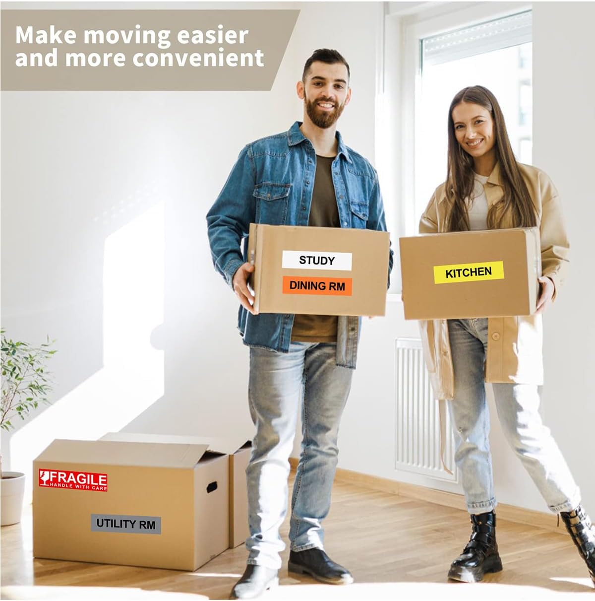 960 Count Moving Labels for Boxes – 16 Rolls (60 Labels/Roll) Color-Coded Moving Stickers Includes Fragile, Heavy & Blank Labels High-Visibility Packing Labels for Home, Apartment & Office Moves
