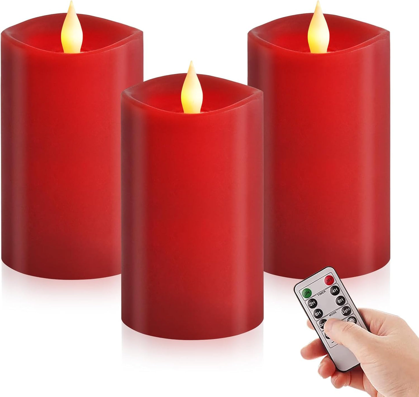 3x3 Flickering Flameless Candles Set of 2, 2AA Battery Life 600 Hours Battery Candles Flickering with Timer,3 inch Flameless Candles with Remote for Indoor/Outdoor, Ivory