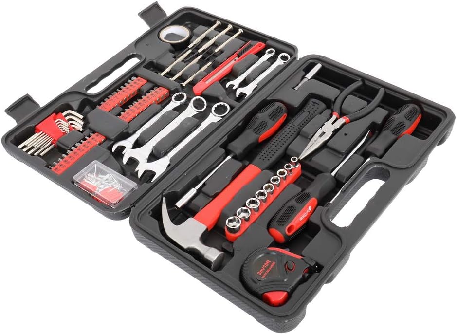 148 Pieces Tool Set,House Repairing Hand Tool Kits,Portable Complete Basic Repair General Hand Tool Sets for Men Women,Home Basic Repair Tool Kit,with Storage Case,for DIY Home Maintenance (Red)