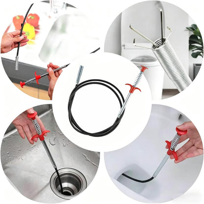 79 Inch Drain Snake Clog Remover Tool, 4-Claw Flexible Grabber for Hair in Toilet, Sink, Shower, Kitchen, Bath Tub & Sewer Drain Unclog (Black)