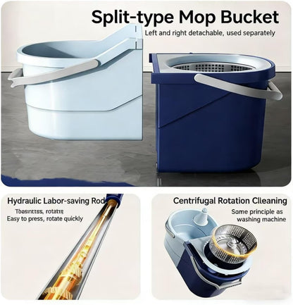 Spin Mop and Bucket Set with 4 Washable Microfiber Mop Heads, Durable Handle System for Hardwood Floor, Tile, and All Surface Cleaning