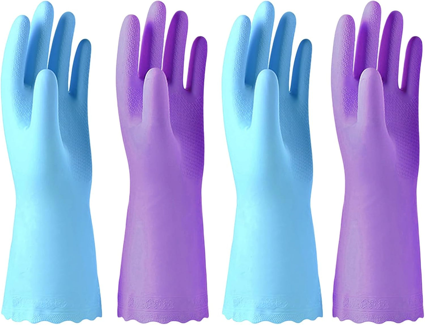 Alimat PluS 3 Pack Reusable Cleaning Gloves Latex Free, Dishwashing Gloves with Cotton Flock Liner and Embossed Palm, Waterproof Household Gloves for Laundry, Gardening (Medium)