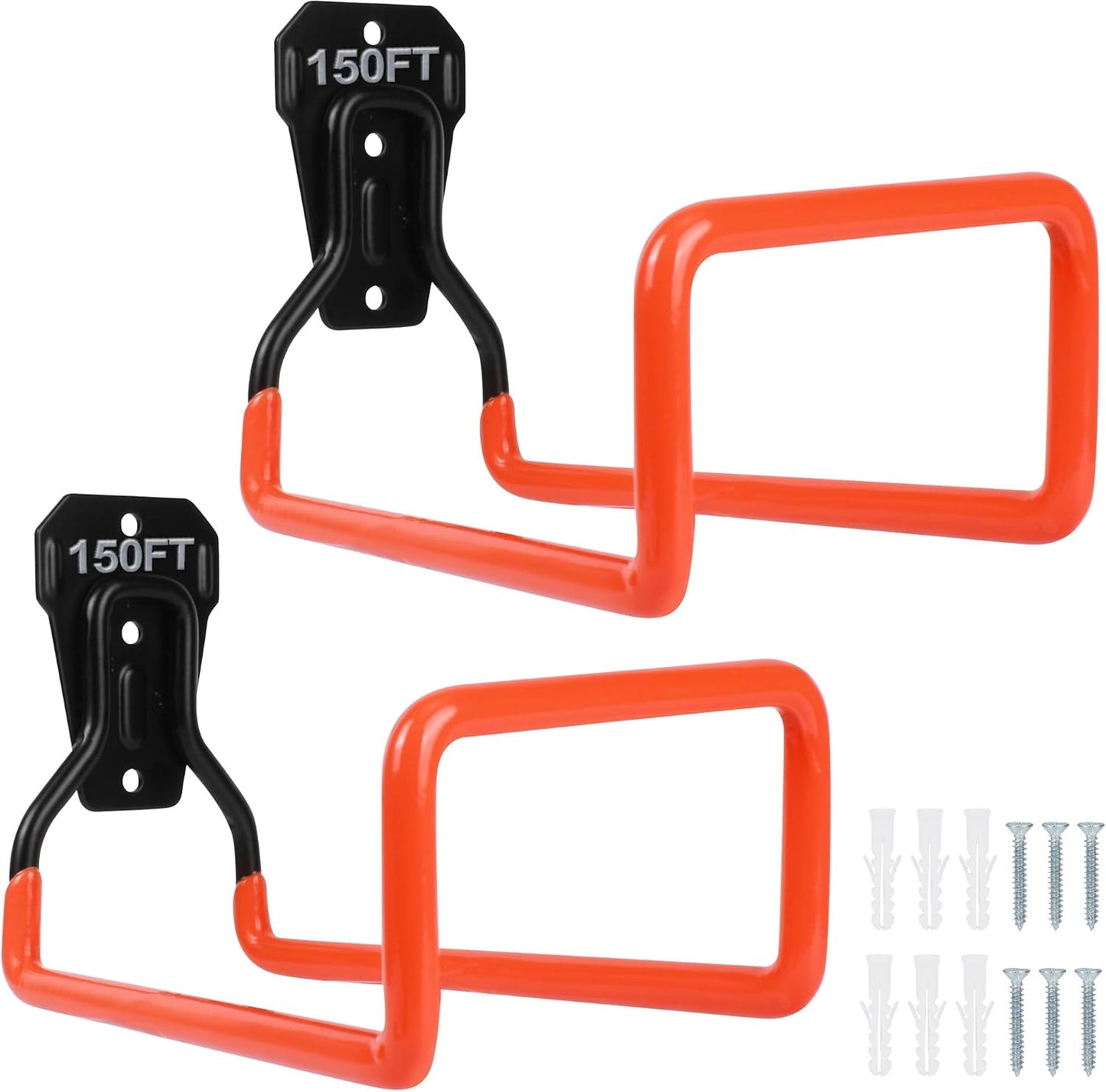 PeoMev 2pcs Heavy Duty Hose Hanger Garden Hose Storage Black Water Hose Holders for Outside Wall Mount Garden Hose Reel Hose Stand