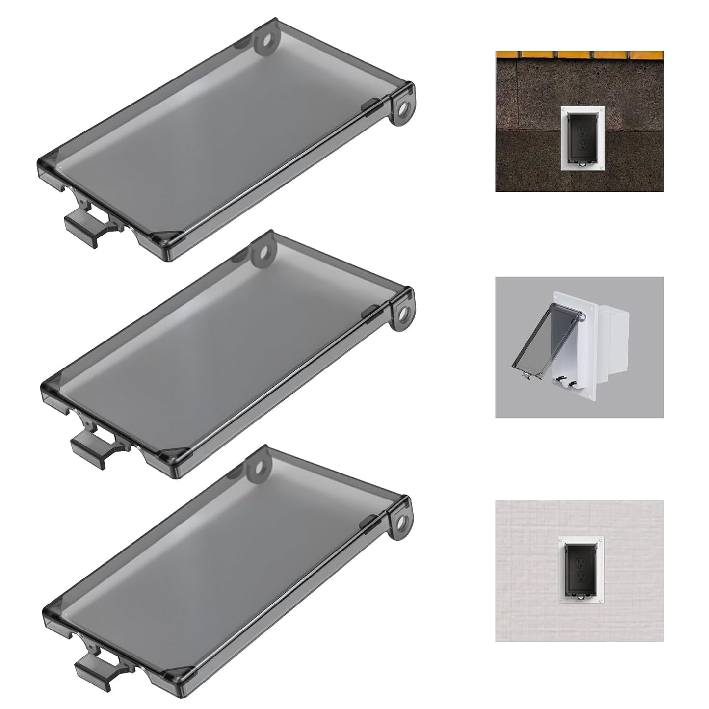 DBVC 1-Gang Vertical Recessed Outdoor Electrical Outlet Box Replacement Cover, Type 3r Enclosure Cover Replacement for Electrical Box DBVR1C/DBVS1C/DBVM1C/60VC Etc Electrical Outlet Box-3PCS