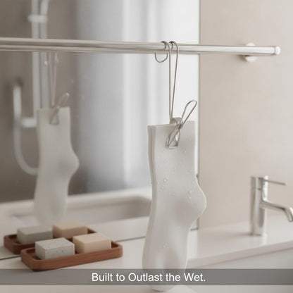 Stainless Steel Hanging Clips for Wet Laundry - Space Saving Hook & Clip Hanger for Bathroom Shower Rods, Towel Bars & Closet Organization