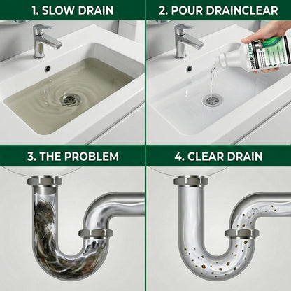 DrainClear Pro Enzyme Drain Cleaner 32oz - Enzymatic Liquid Hair and Grease Clog Remover, Kitchen Sink, Bathroom, and Shower Drain Cleaner, Pipe Maintainer, Septic Safe Enzyme Cleaner and Treatment