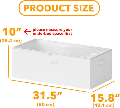 SpaceAid 3 Pack 10" High Under Bed Storage Containers, Large Underbed Storage Organizer Bins with Lids for Bedroom, Dorm, Clothes, Closet Organization, Bed Sheets and Blankets (Gray)