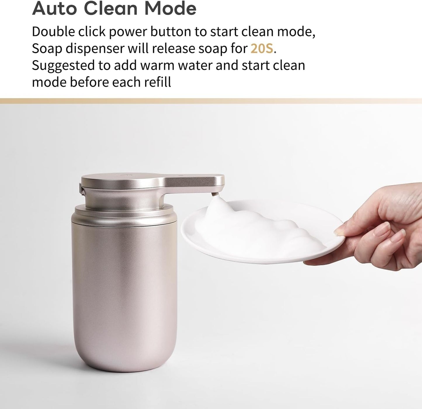 LAOPAO Automatic Soap Dispenser, Foaming Hand Soap Dispenser for Bathroom Kitchen ABS Rechargeable Touchless Hand Soap Pump 10oz, Xmas Gift, Light Silver Plastic