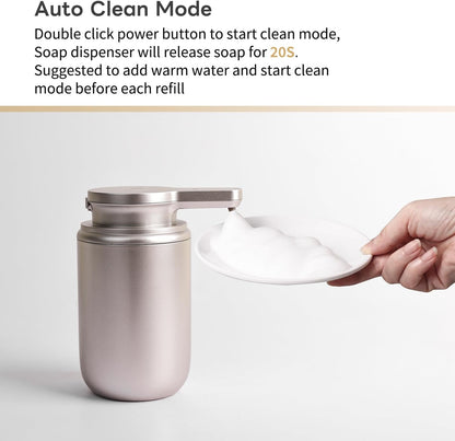LAOPAO Automatic Soap Dispenser, Foaming Hand Soap Dispenser for Bathroom Kitchen ABS Rechargeable Touchless Hand Soap Pump 10oz, Xmas Gift, Light Silver Plastic