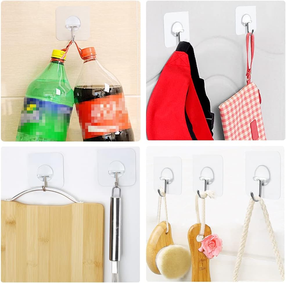 FOTYRIG Adhesive Hooks Heavy Duty, 15lb(Max) 180 Degree Rotating Wall Sticky Hooks for Hanging Wall Hangers Without Nails Seamless Stick on Bathroom Kitchen Office Outdoors-10 Packs