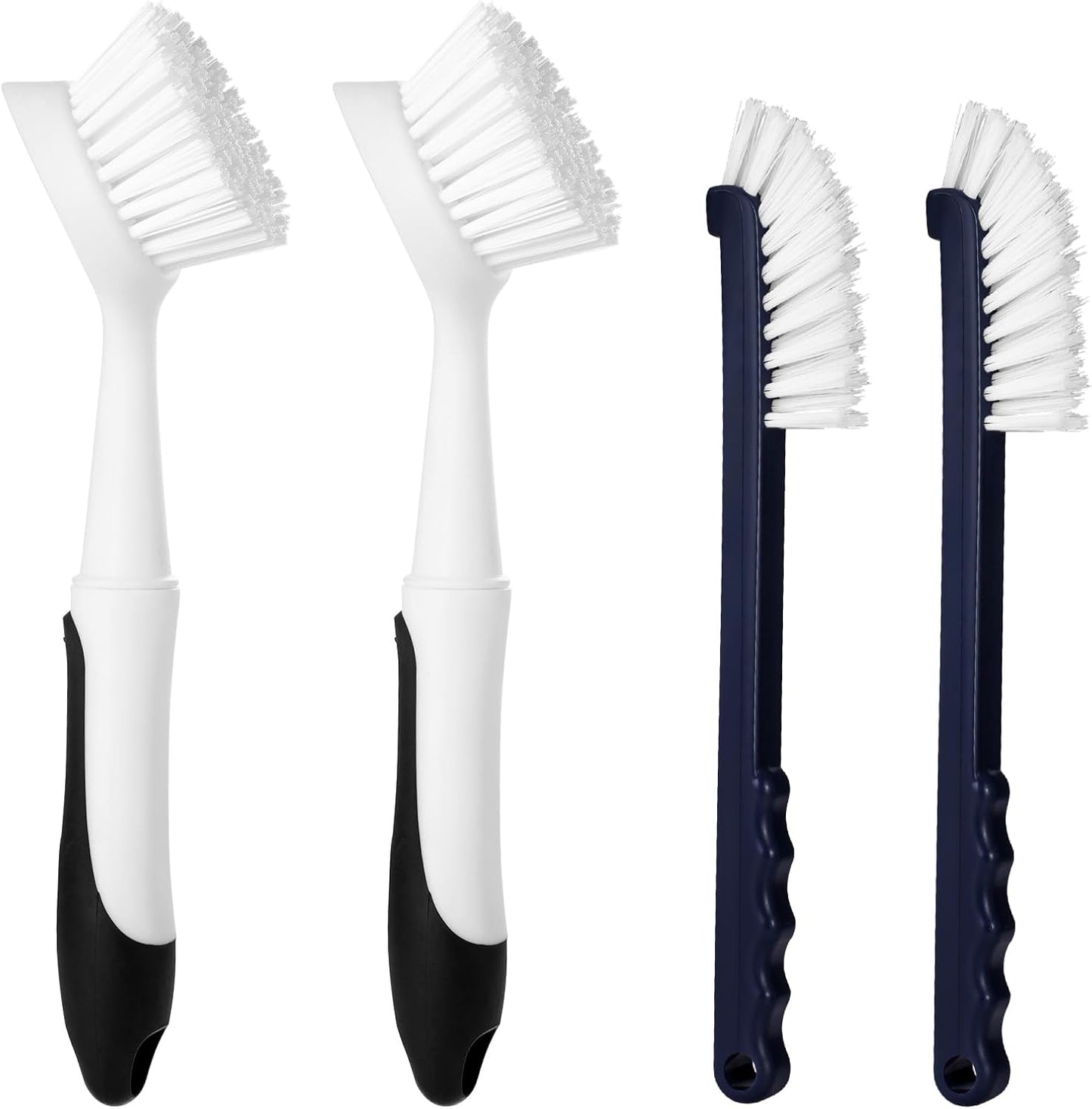 Dish Brush with Handle, Dish Scrub Brush with Built-in Scraper, Nylon Dish Scrubber, Kitchen Brushes for Dishes,Pots, Pans and Sinks 2 Pack
