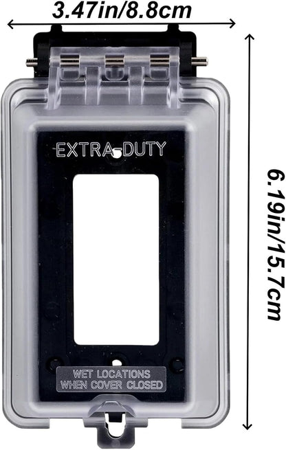 Weatherproof Outlet Cover, 1-Gang In-Use Horizontal/Vertical Enclosure, Clear Cover